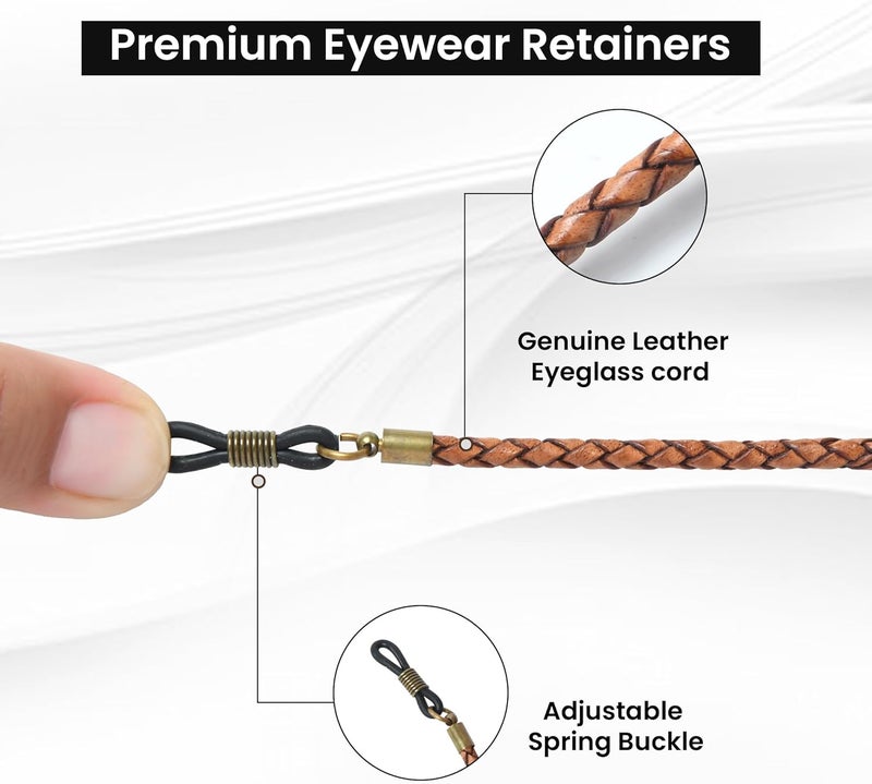 GENIQUE Genuine Leather Glasses Strap, Eyeglass Chain,Eye Glasses holders around Neck, Sunglass Strap for Men - Image 2